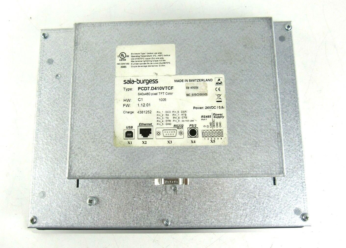 Saia-Burgess PCD7.D410VTCF PCD7D410VTCF pcd web panel HW:C1 FW:1.12.01 TFT