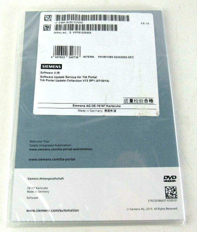 Siemens EWK-SUS1137006 Software TIA Portal Update Collection V13 SP1