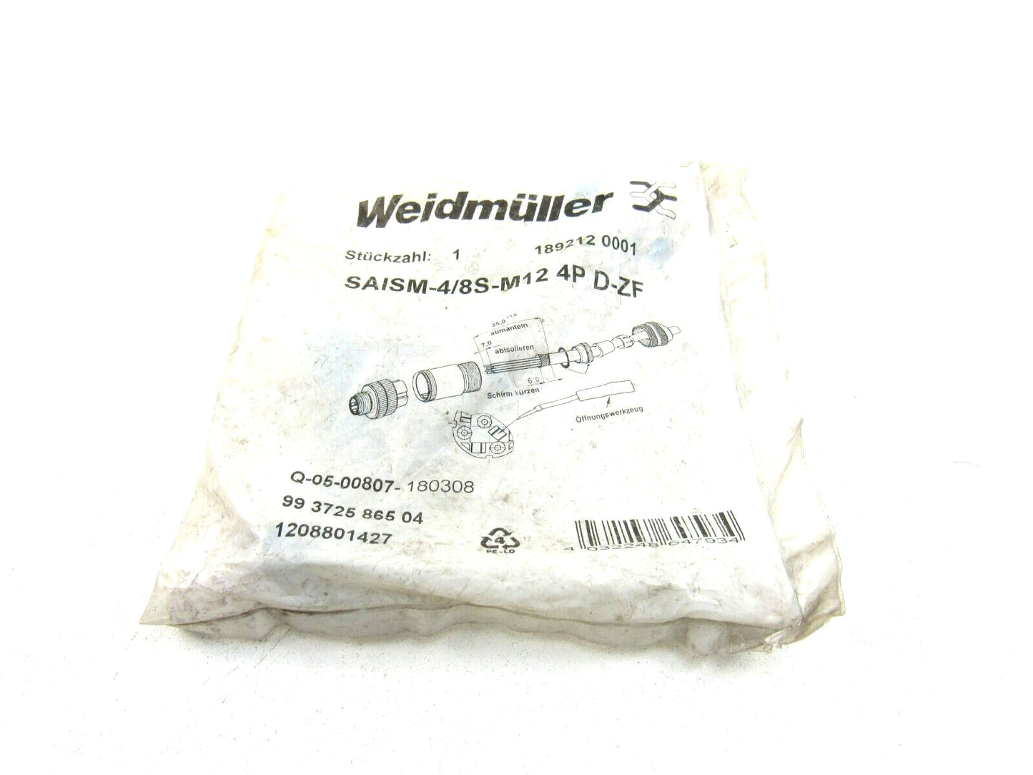 Weidmuller  1892120001 SAISM-4/8S-M12 4P D-ZF