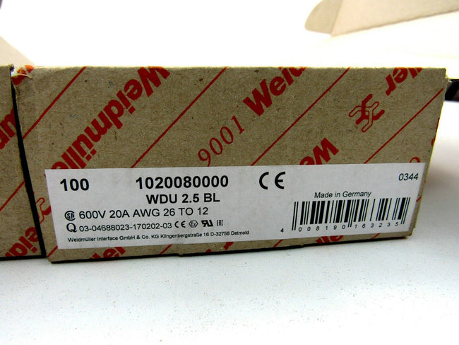 WEIDMULLER WDU 2,5 BL 1020080000 CONTACT BLOCKS BLOCK 2,5 BL Lot of 182 New