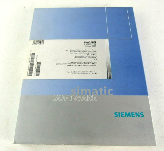 Siemens 6GK1704-1CW63-3AA0 Simatic Software NET IE SOFTNET-S7 Edition 2005