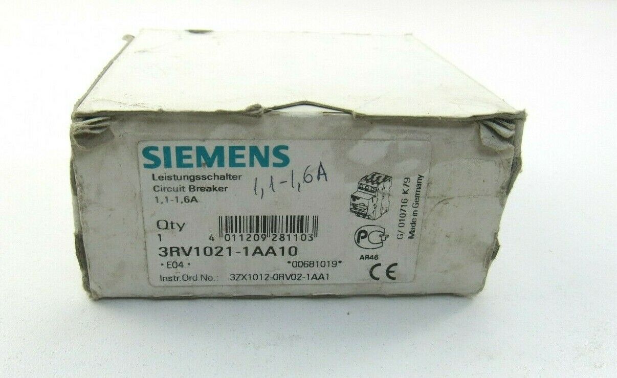 SIEMENS 3RV1021-1AA10 CIRCUIT BREAKER 1,1-1,6A New