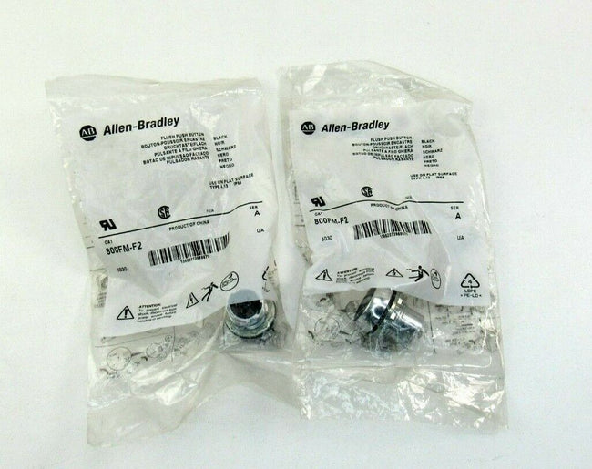 Allen Bradley  800FM-F2 AB SER A BLACK FLUSH PUSH BUTTON  Lot of 2 New