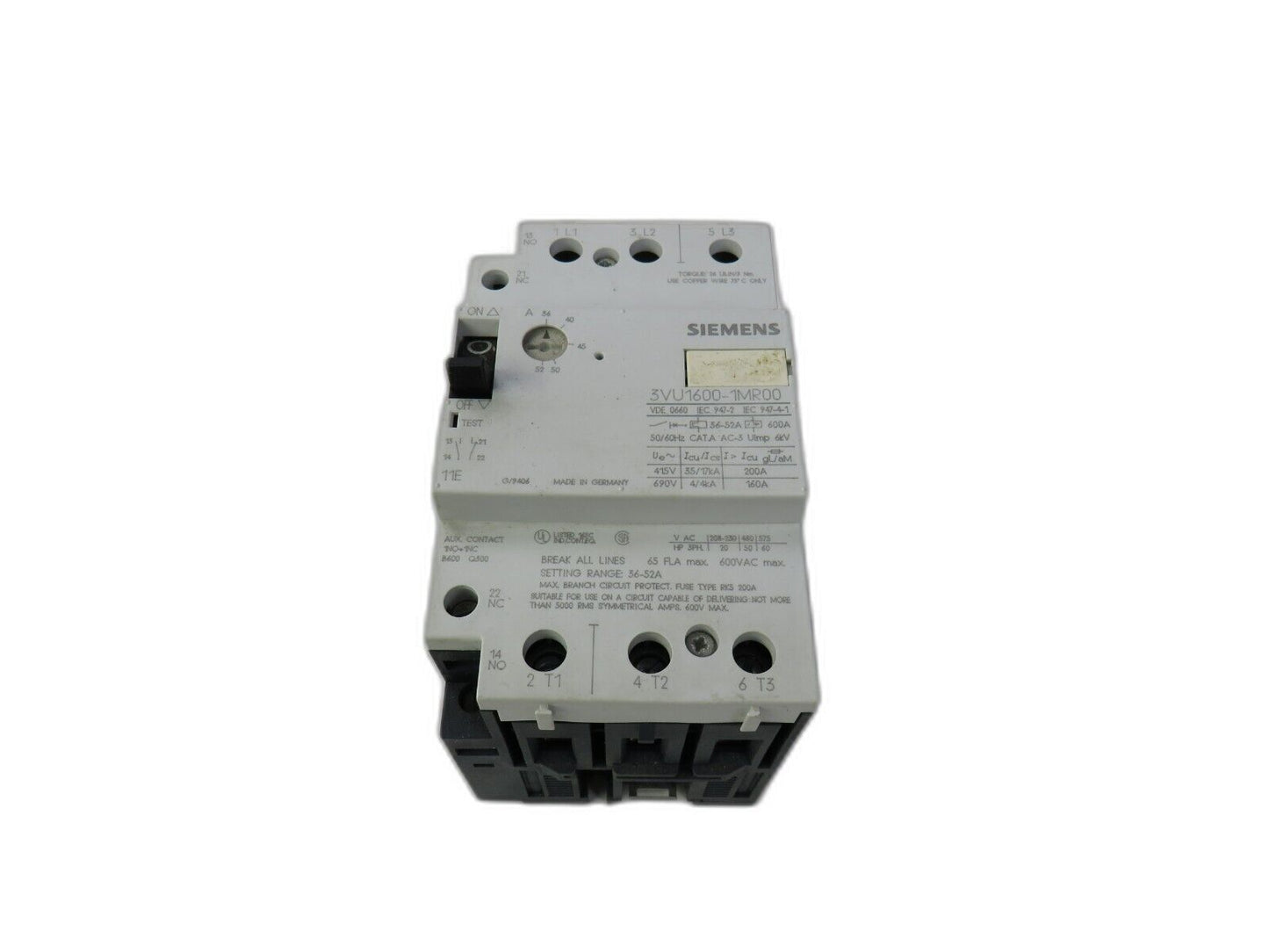 SIEMENS 3VU1600-1MR00  CIRCUIT BREAKER