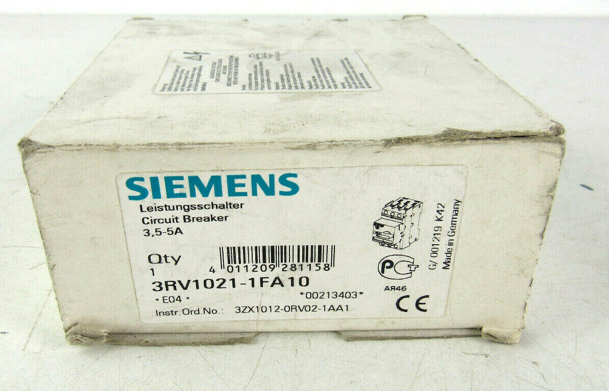 NEW Siemens 3RV1021-1FA10 3.5-5A 3RV1 021-1FA10 Manual Motor Starter