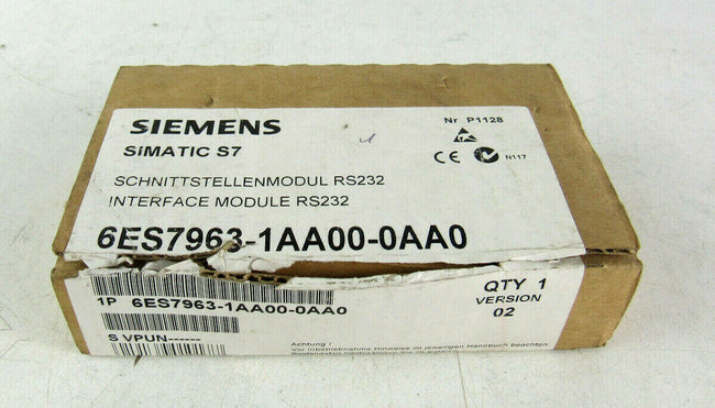 New Siemens Simatic S7 6ES7963-1AA00-0AA0 6ES7 963-1AA00-0AA0