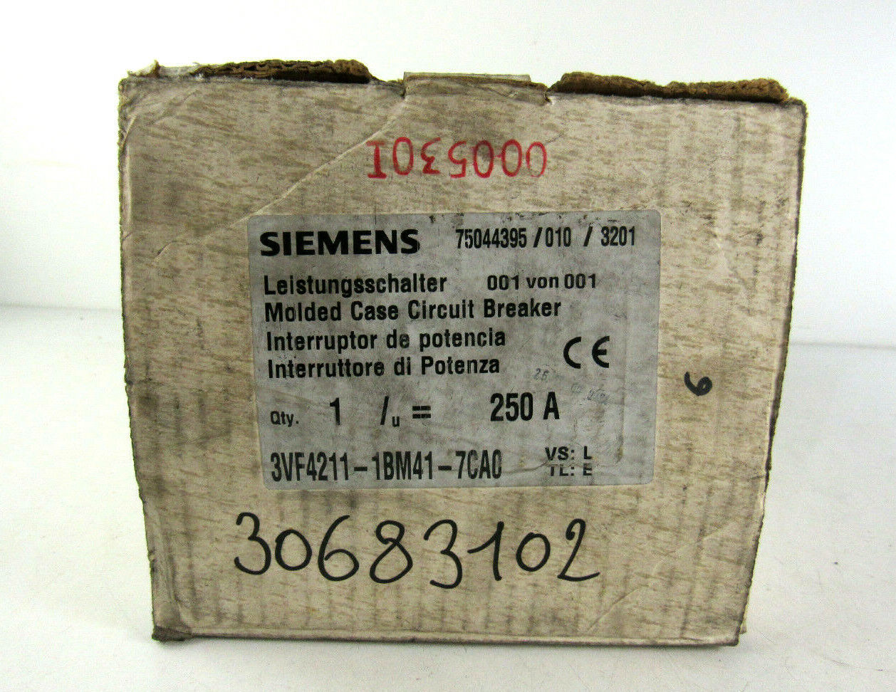 Siemens 3VF4211 1BM41 7CA0 Circuit Breaker 3VF4211 1BM41 7CA0