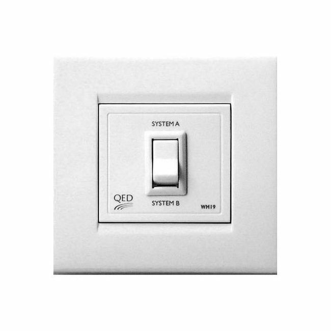 QED WM19 Wall plate with SYSTEM SWITCH AVEQ A-B switching Unit Theatre