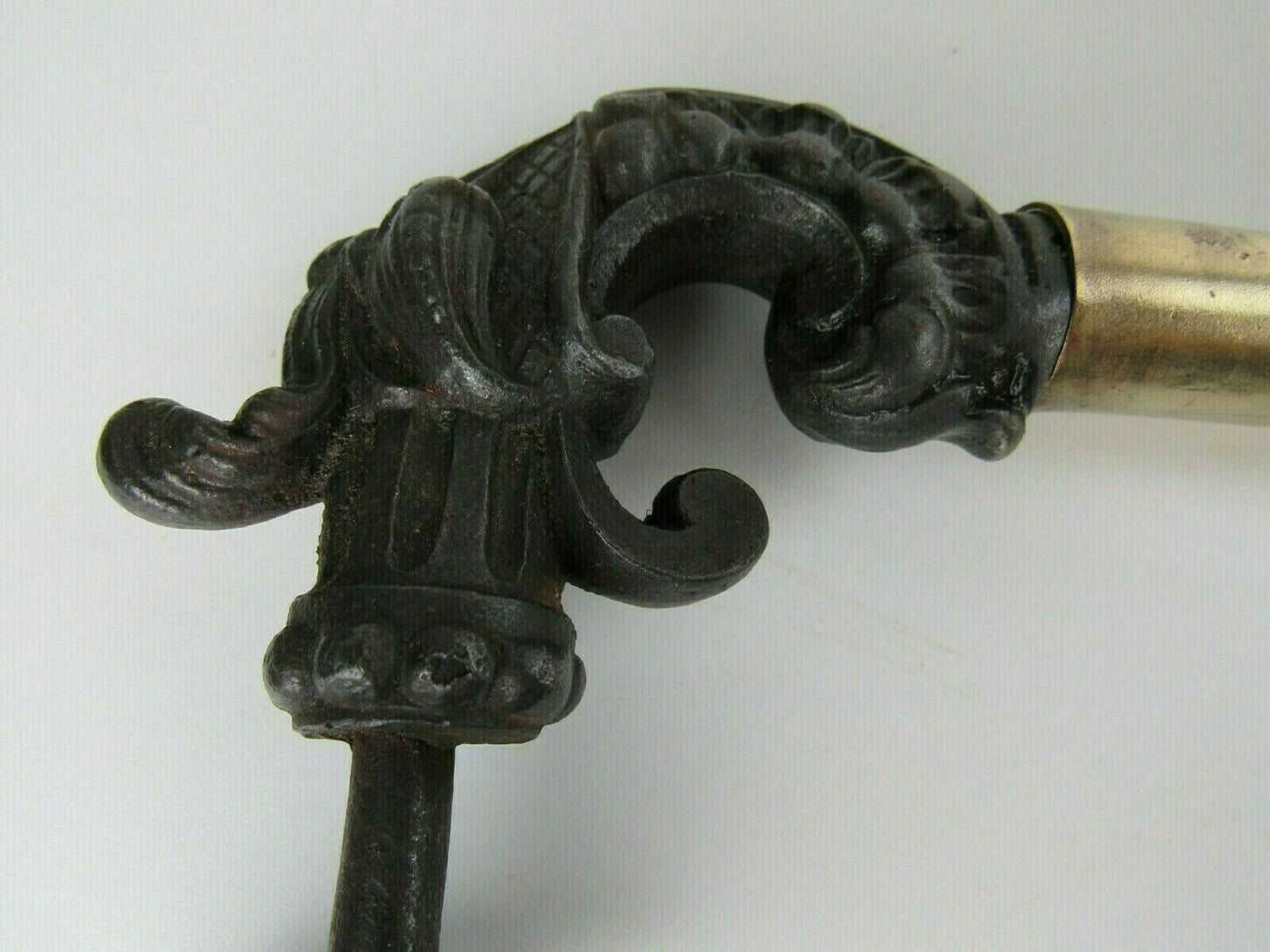 Vtg Brass Huge Full metal Victorian French Door Handle Rare Heavy Duty Original