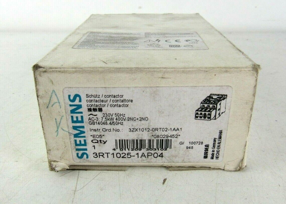 New 3RT1025-1AP04 Siemens Contactor: 3-pole