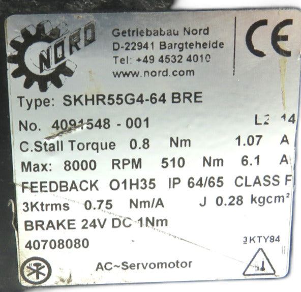 NORD SK HR55G4-64 BRE 4091548-001 MOTOR