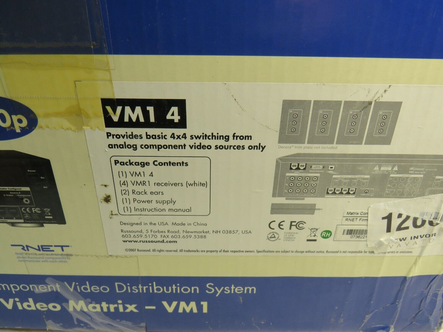 RUSSOUND  VM1 4 VIDEO MATRIX + 4 PIECES VMR1    New