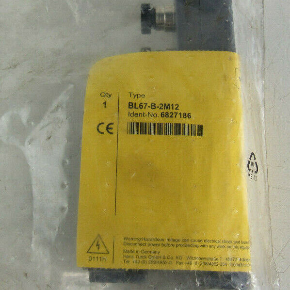 Turck BL67-B-2M12, 6827186, Base Module W/M12 5 Pin Connector - NEW