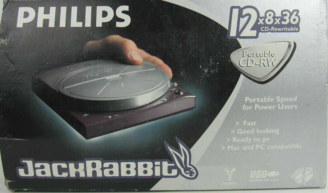 New Philips jackrabbit Portable Cd-RW 12x8x36 NIB USB