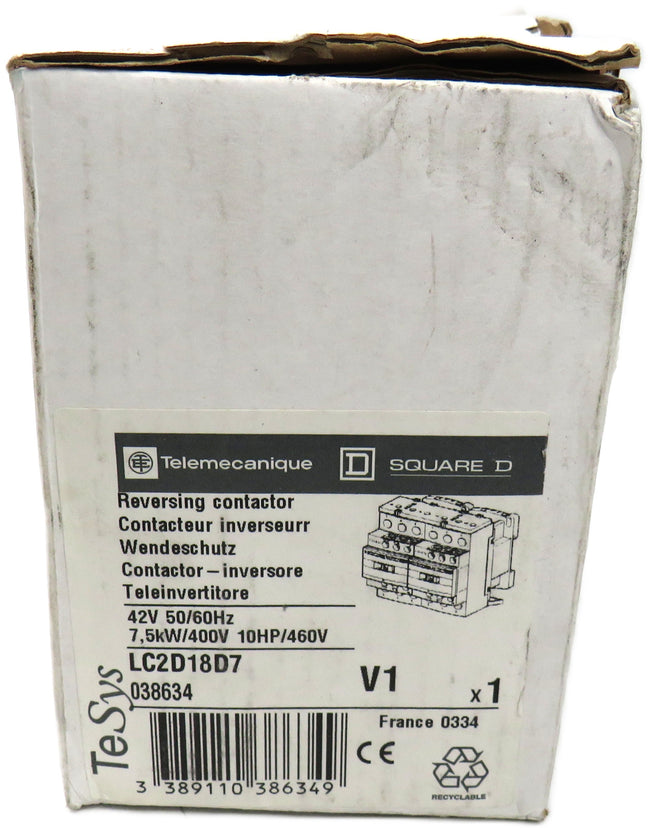 TELEMECANIQUE  SCHNEIDER REVERSING CONTACTOR LC2D18D7    New