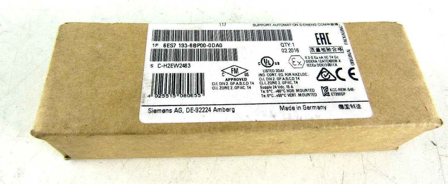 Siemens Simatic S7 ET200SP Base-Unit,6ES7 193-6BP00-0BA0,6ES7193-6BP00-0BA0