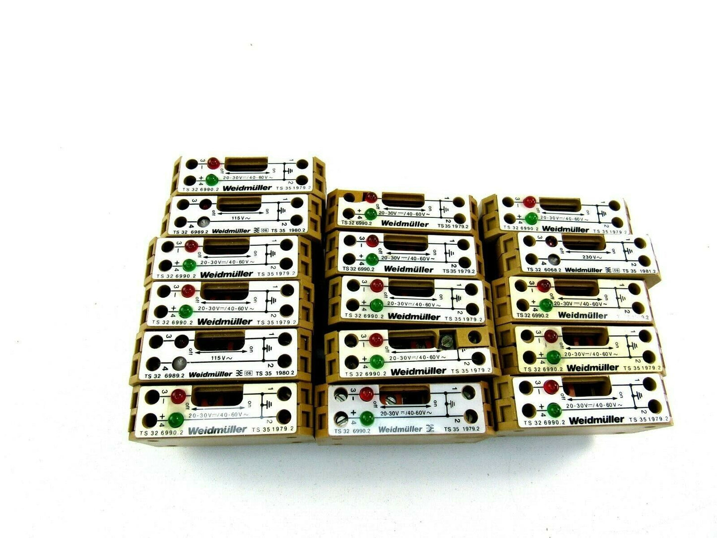 Weidmuller TS32 6990.2 TS35 1979.2 Feed through modular terminal block lot of 16