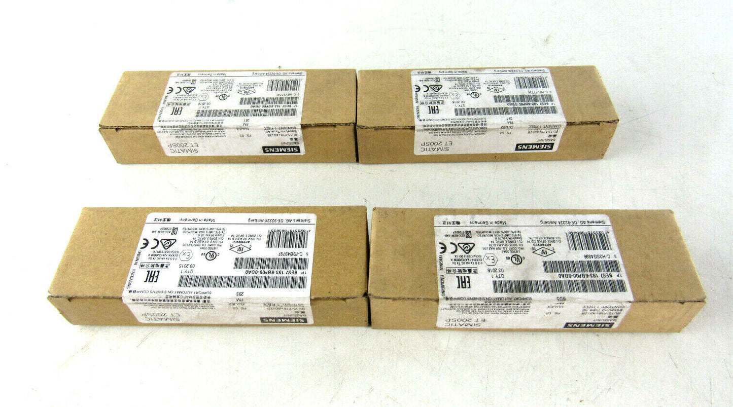 Lot of 4 Siemens Simatic ET200 Base-Unit 6ES7193-6BP00-0DA0 6ES7 193-6BP00-0DA0