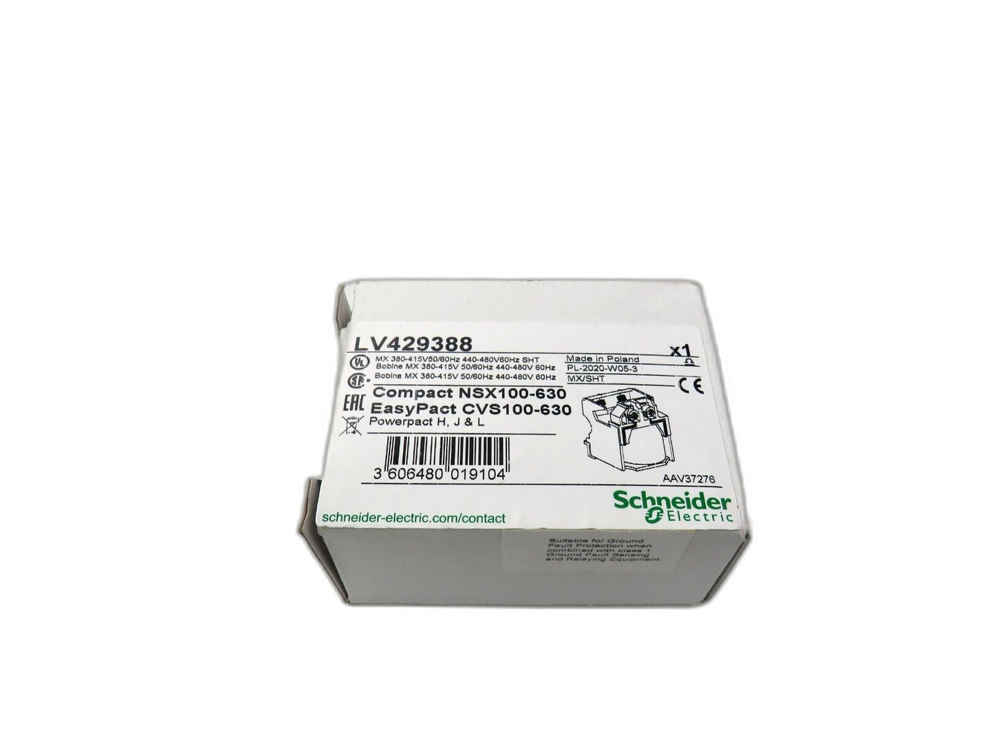 Schneider Electric  LV429388 compact NSX100-630 BOBINE MX 380-415V50HZ    New