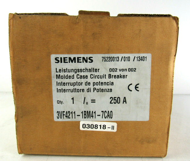 Siemens 3VF4211 1BM41 7CA0 Circuit Breaker 3VF4211 1BM41 7CA0