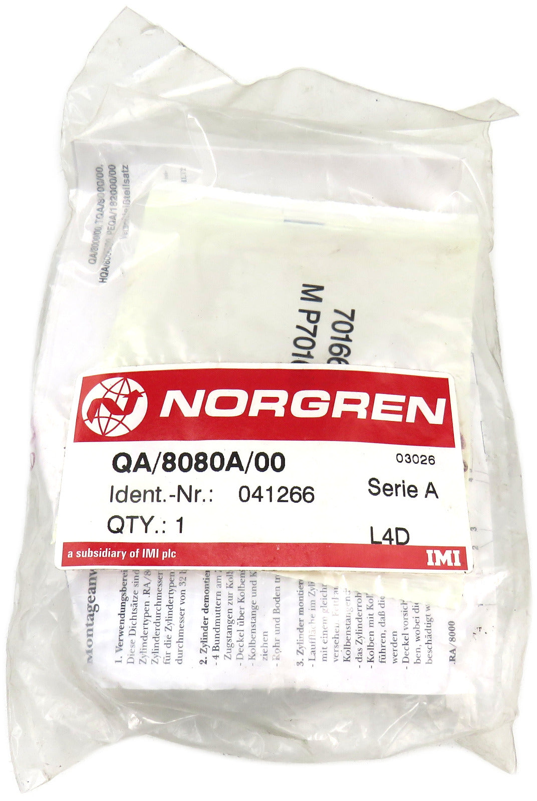 Norgren  QA/8080A/00 Sealing Kit for Cylinder Serie A New NFP Sealed    New