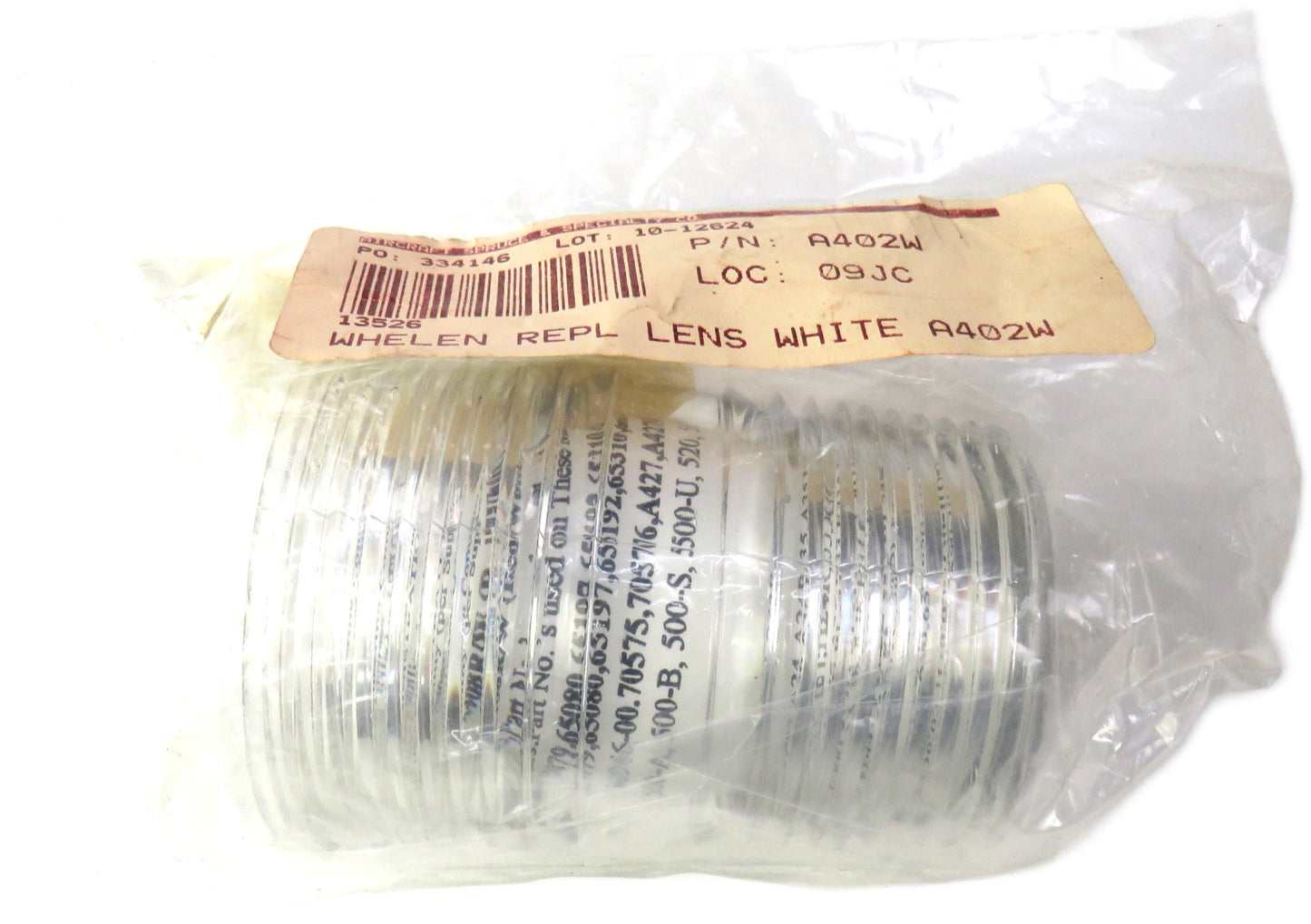 WHELEN  A402W  LENS WHITE    New