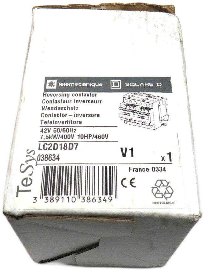 TELEMECANIQUE  SCHNEIDER REVERSING CONTACTOR LC2D18D7    New