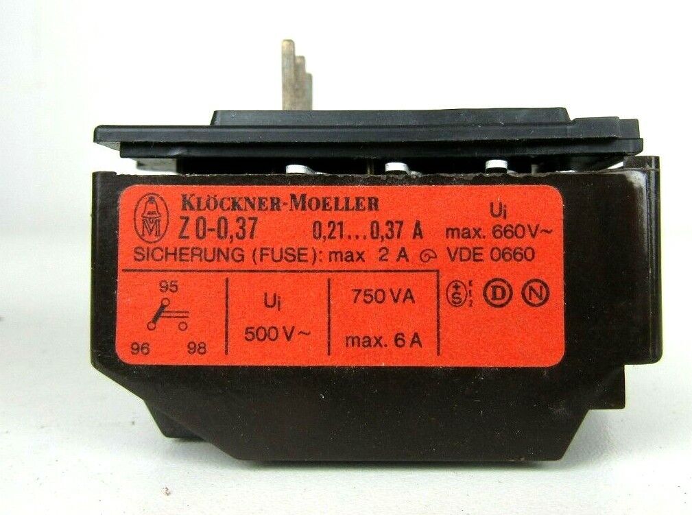 NEW KLOCKNER MOELLER Z0-0,37 OVERLOAD RELAY