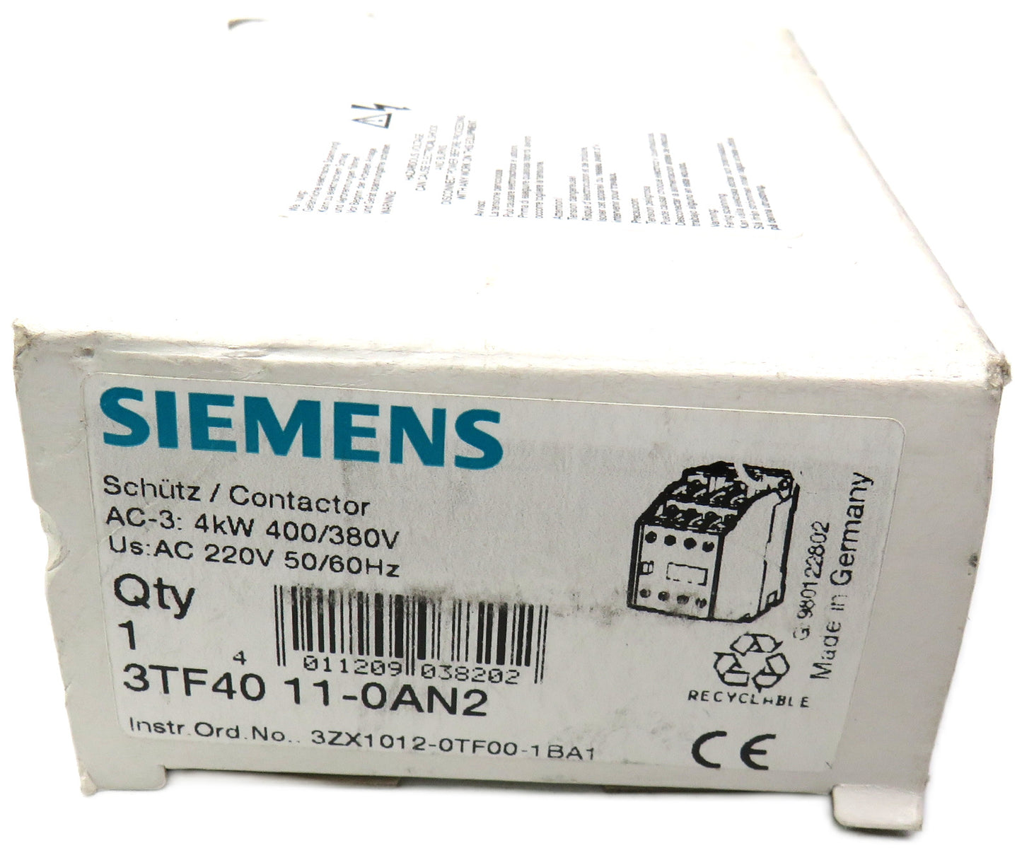 Siemens  3TF40 11-0AN2 Contactor     New