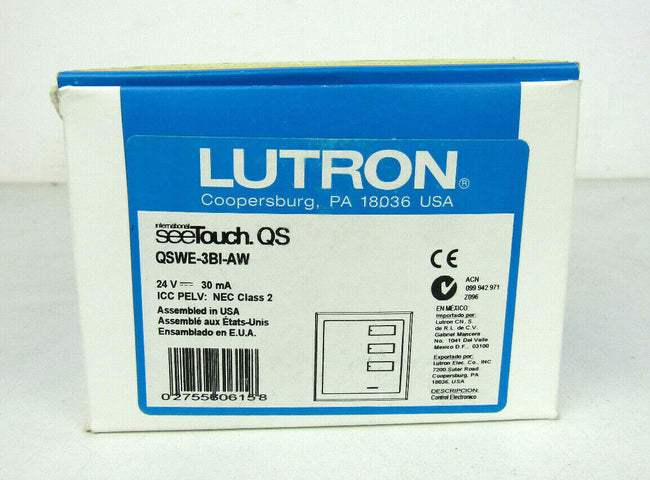 Lutron QSWE-3BI-AW 3 button wallstation seetouch QS NEW