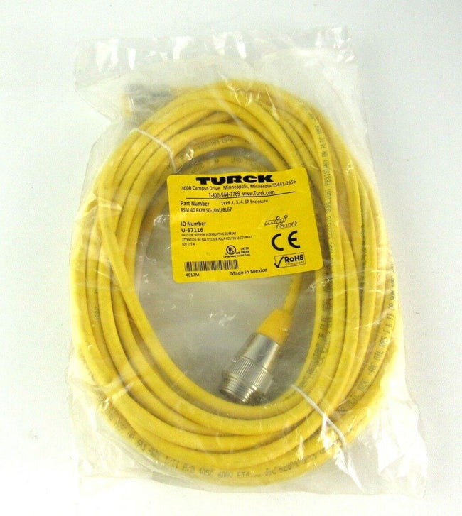 Turck RSM 40 RKM 50-10M/BL67 4 Pin Male To 5 Pin Female,10 Meter u 67116