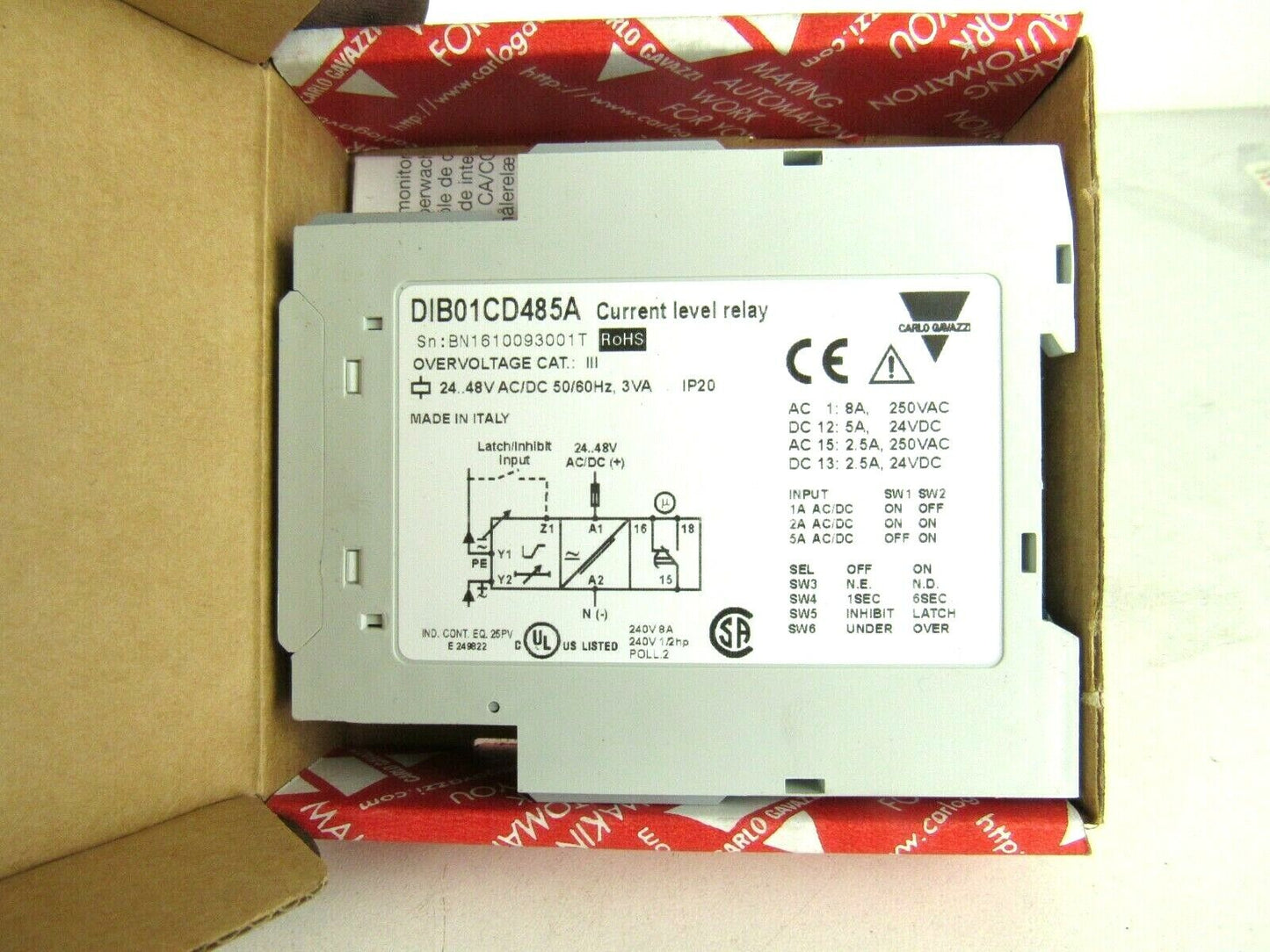 New Carlo Gavazzi Protection current Level Relay  DIB01CD485A