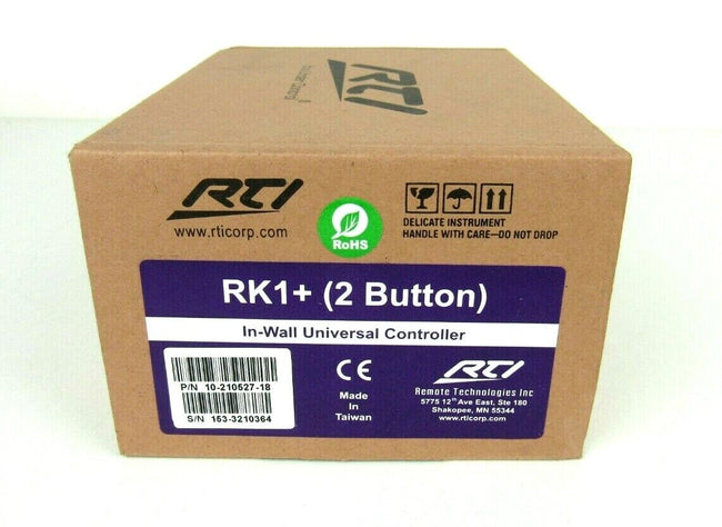 RTI RK1+ (2 Button) In-Wall Universal Controller - White - NEW