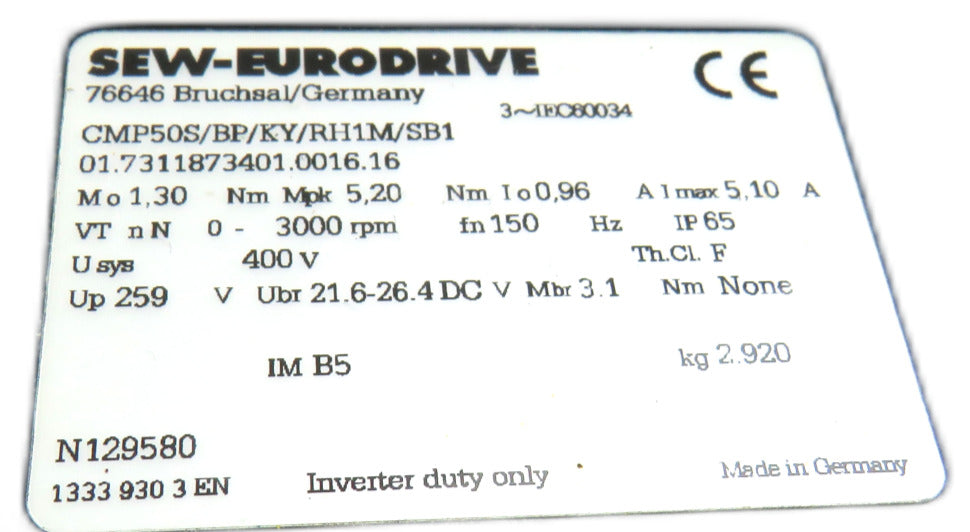 Sew EURODRIVE CMP50S/BP/KY-RH1M-SB1