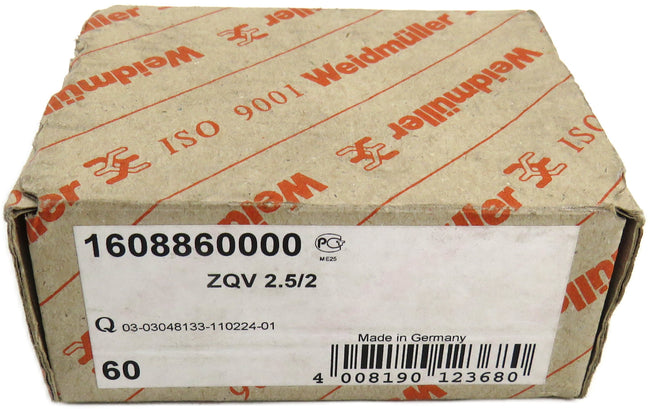 WEIDMULLER 1608860000 ZVQ 2,5/2  Lot of 60 New