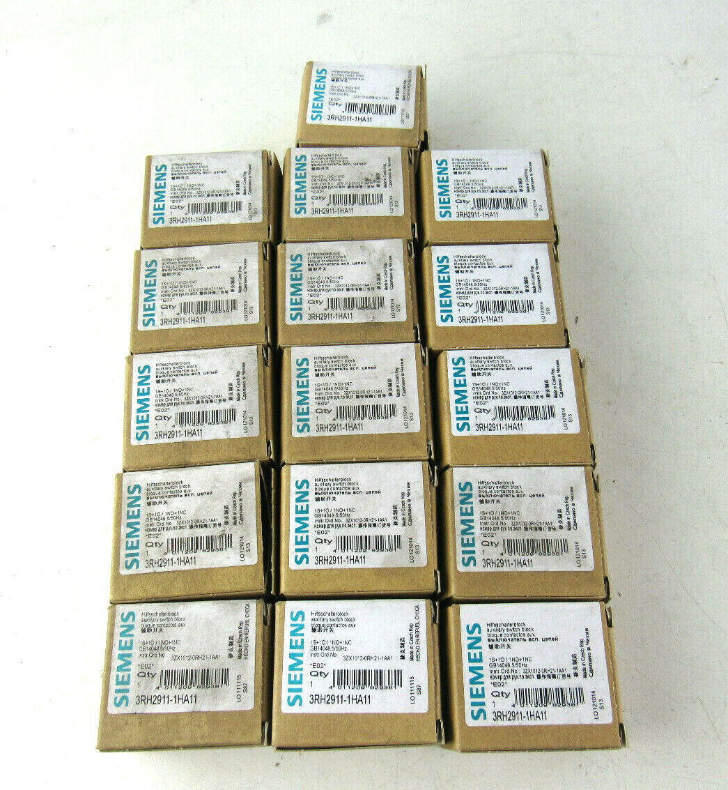 Lot OF 16 SIEMENS 3RH2911 1HA11 Top Mount Auxiliary Contact Block. New In Box.