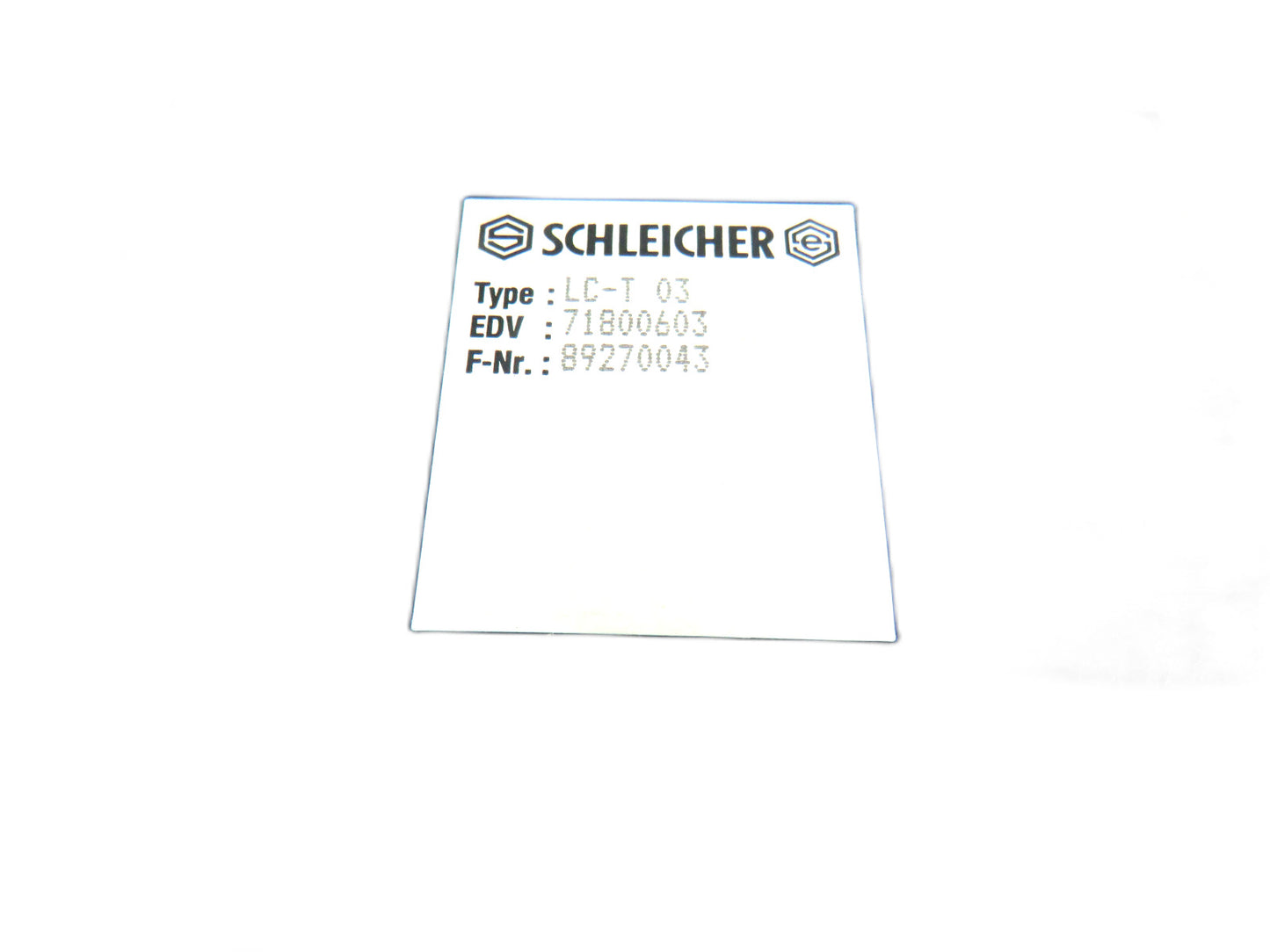 SCHLEICHER  LC-T 03 8927043 CONTROL PANEL