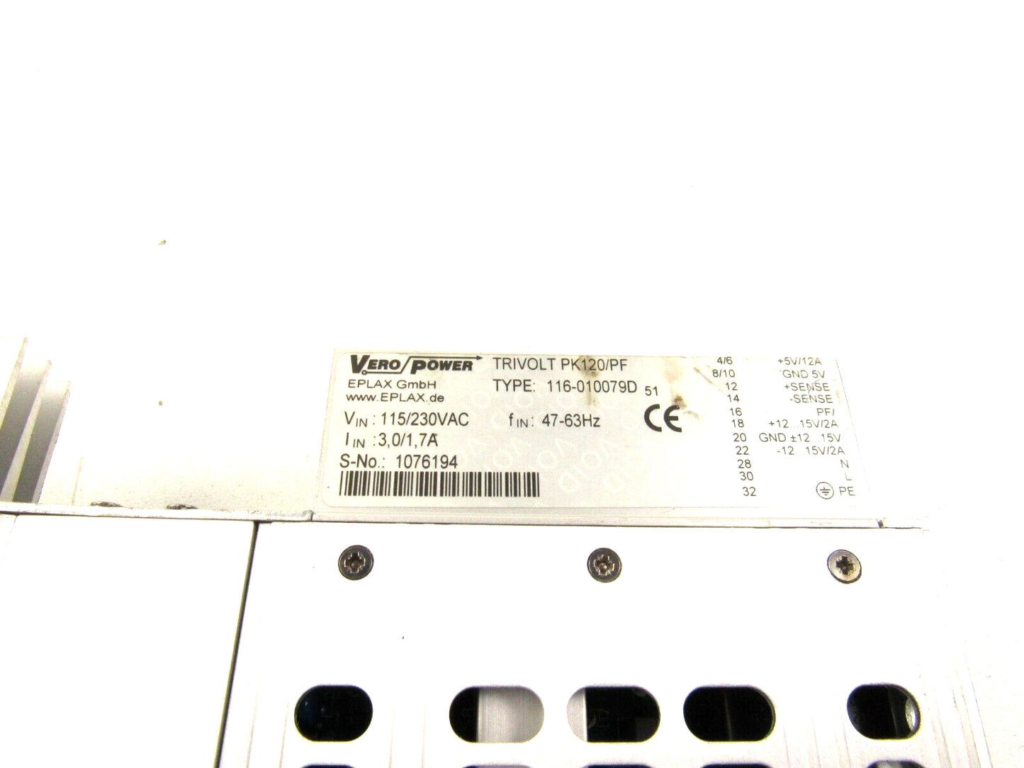 TRIVOLT  PK120/PF PK 120 VERO POWER 116-010079D