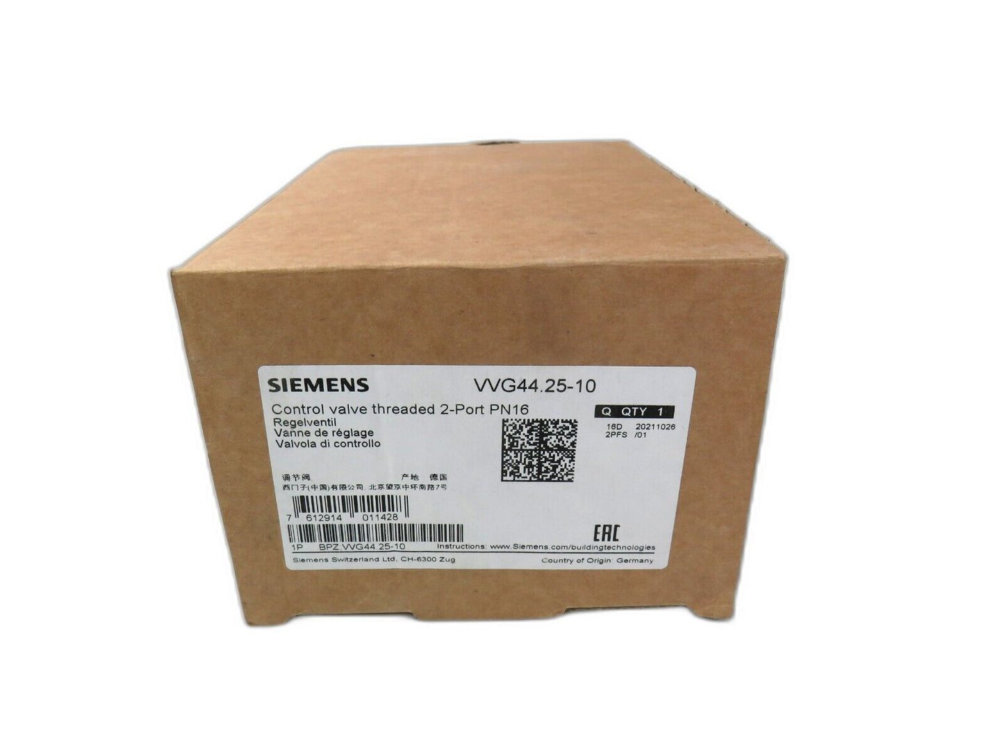 Siemens  VVG44.25-10  CONTROL VALVE    New