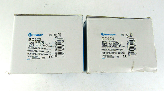 16X FINDER 93.02.0.024  Relay Socket, DIN Rail, Screw, 8 Pins, 10 A, 250 V