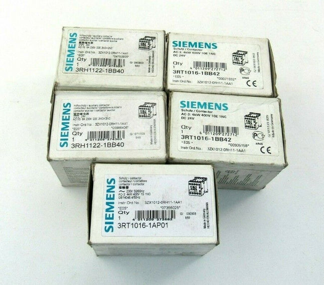 SIEMENS 3RH1122-1BB40, 3RT1016-1BB42, 3RT1016-1AP01 LOT OF 5 2X 1BB40 2X 1BB42