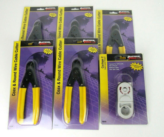 Lot Platinum tools 1 x cyclops 2 stripper + 5 x coax&round wire cable cutter