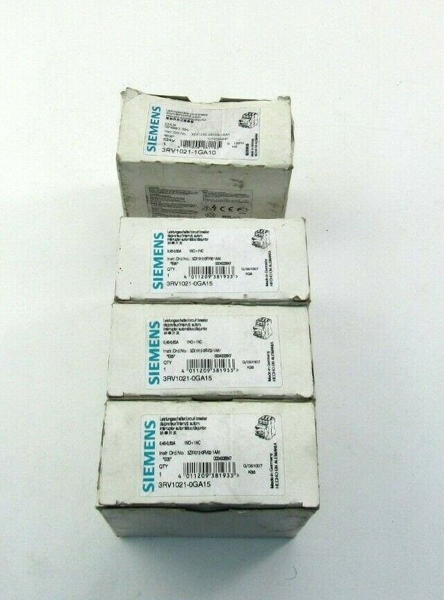 Siemens 3RV1021-1GA10 and 3RV1021-0GA15  Circuit Breaker  LOT  4 total