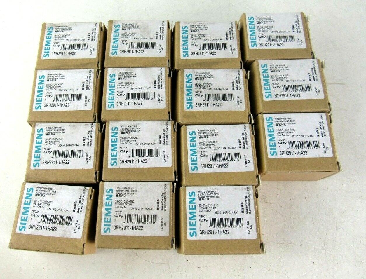 Resale lot of 15x Siemens 3RH2911-1HA22 contactor auxiliary contact