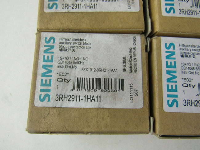 Lot OF 16 SIEMENS 3RH2911 1HA11 Top Mount Auxiliary Contact Block. New In Box.