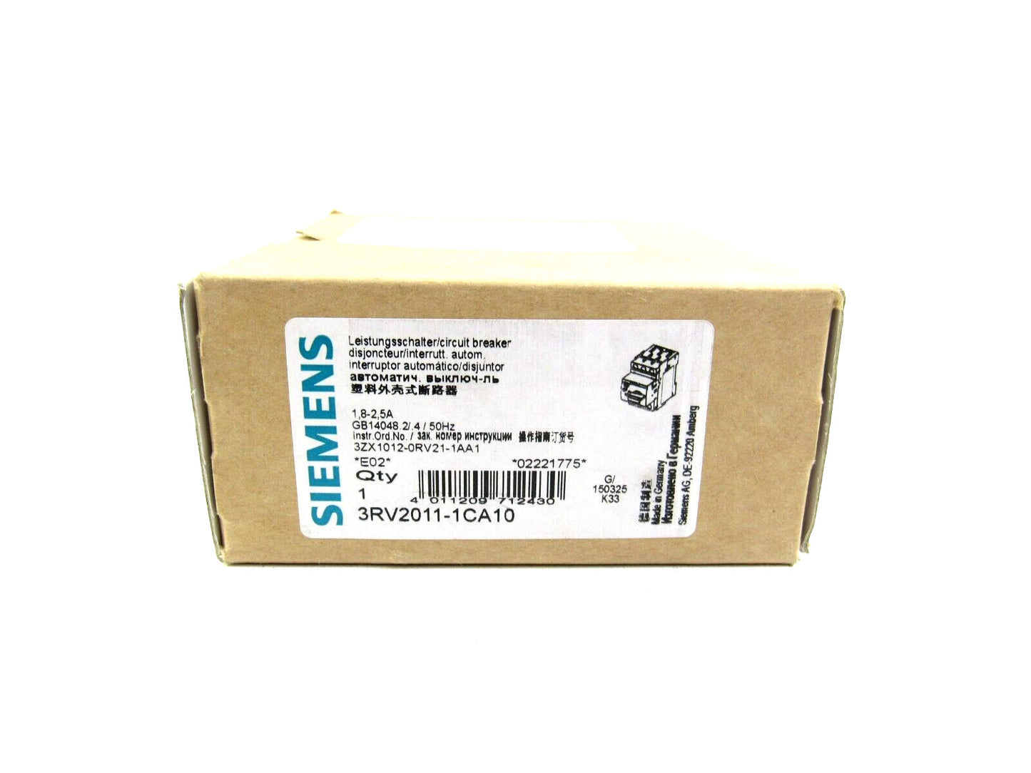 Siemens 3RV2011-1CA10 Circuit Breaker