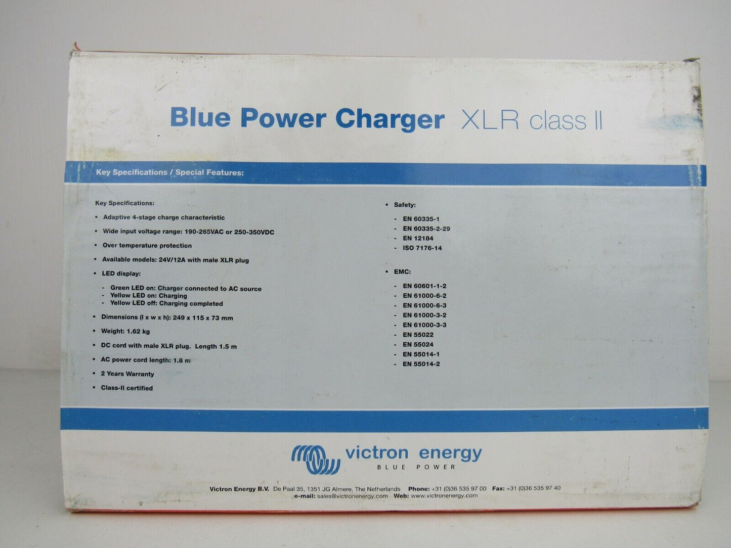 New Victron Energy Blue Power Battery Accu Charger 24V 12A Class-II XLR plug